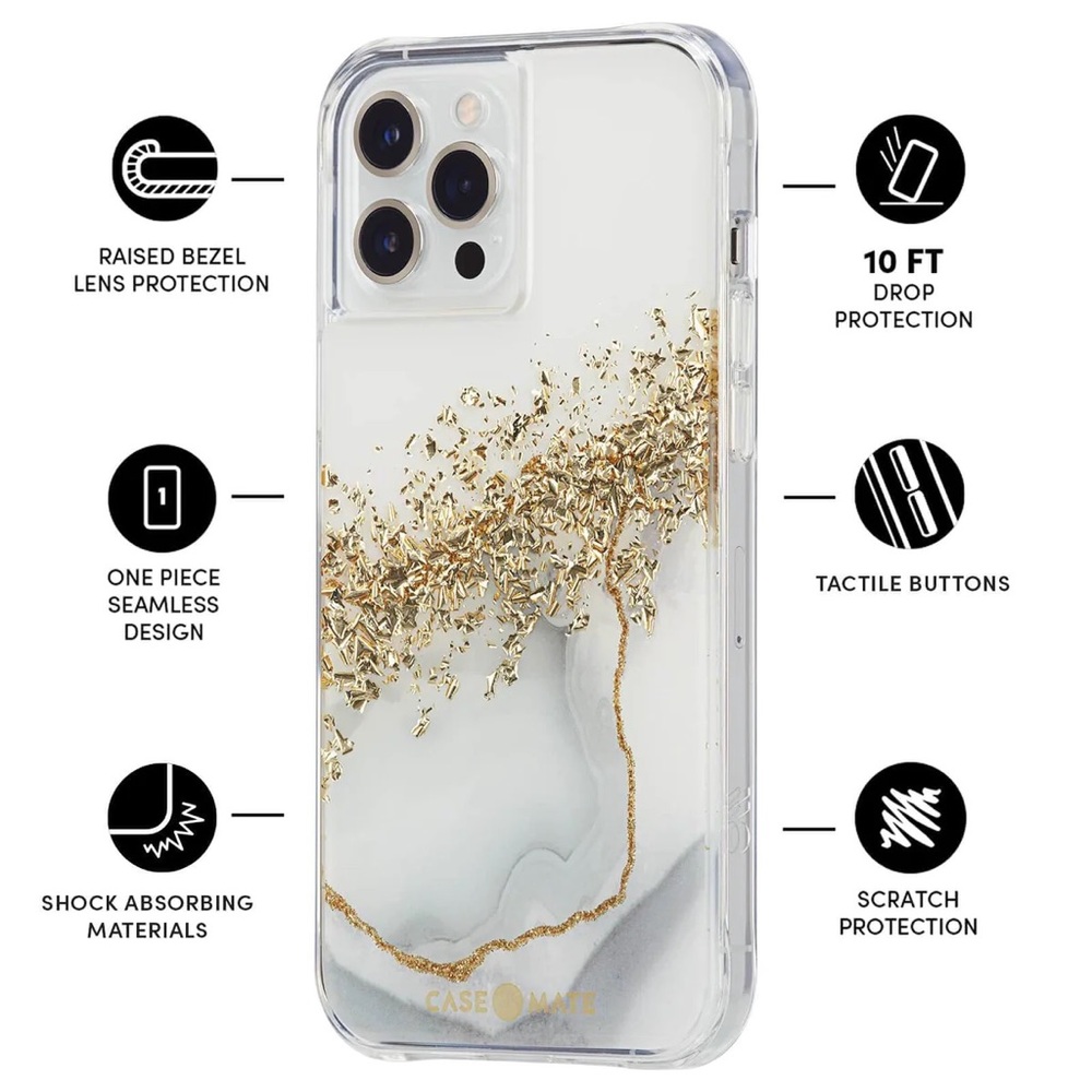 Case-Mate Karat Marble iPhone 12 13 Pro Max Case - Picture 2 of 6